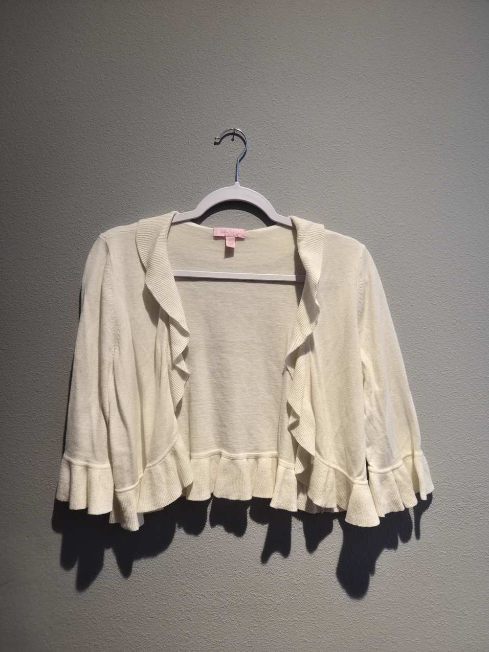 Lilly Pulitzer Cream Ruffle Cropped Cardigan
